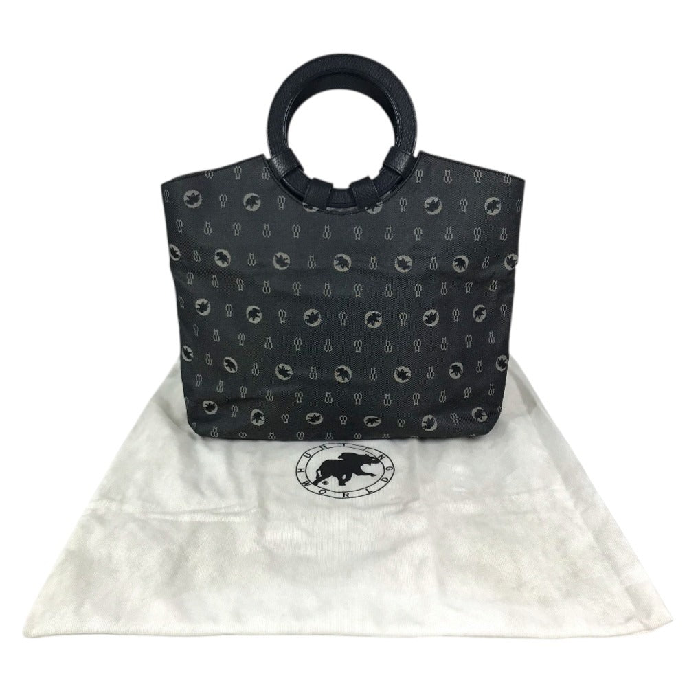 HUNTING WORLD Logo print denim Bag Tote Bag Hand Bag Leather/Canvas Navy Used