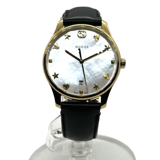 GUCCI YA126.4 ウォッチ マザーオブパール クォーツ デイト 腕時計 SS レディース ゴールド - brandshop-reference