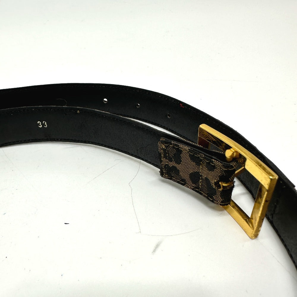 FENDI Leopard Print Belt in Canvas/Leather, Women's, Brown/Red