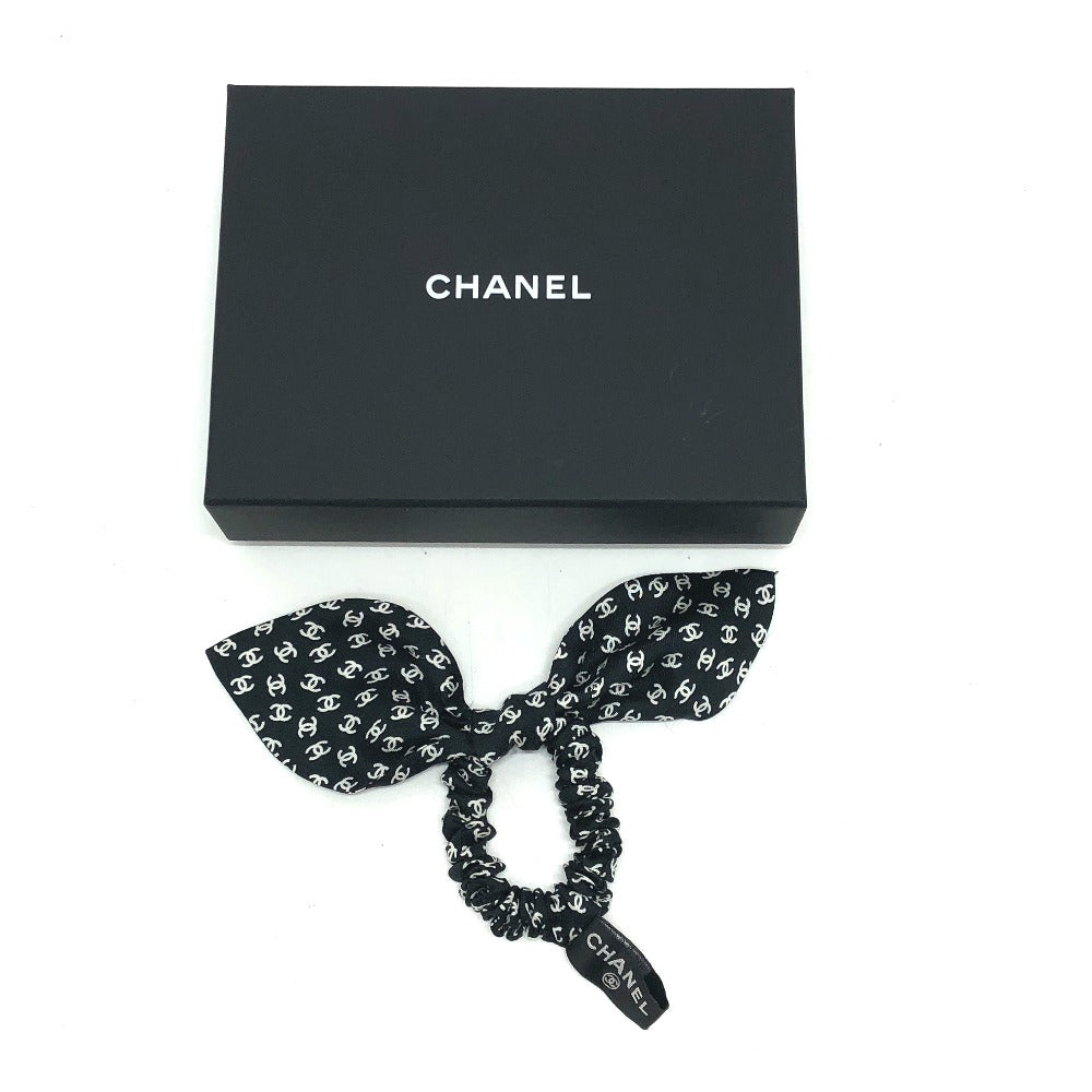 CHANEL Ribbon Coco Mark Hair Accessory, 23 Pieces, Silk Scrunchie, Women's, Black and White