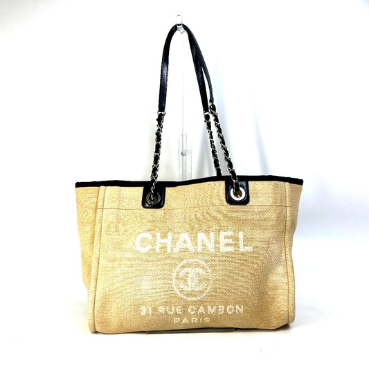 CHANEL ショルダーバッグ 肩掛け ドーヴィル 2WAY チェーンバッグ カバン トートバッグ キャンバス/レザー レディース ベージュ - brandshop-reference