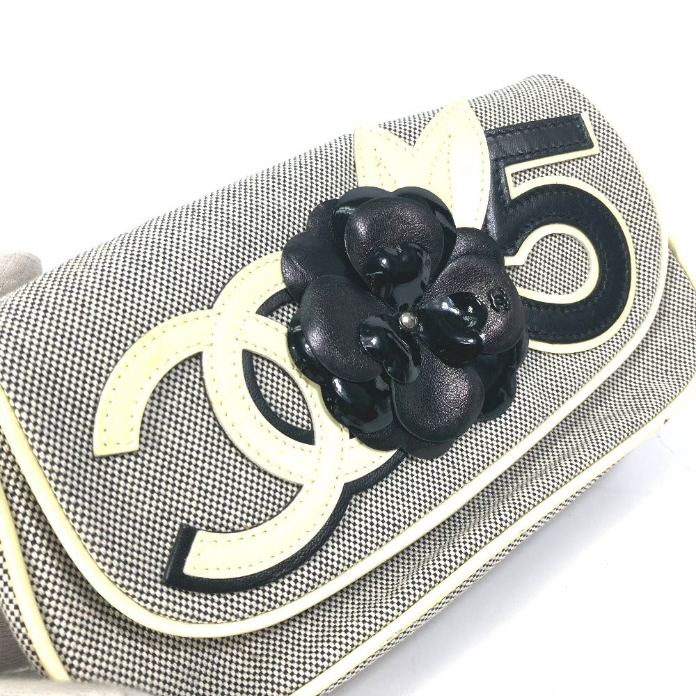 CHANEL No.5 CC Camellia Coco Mark Chain Shoulder Bag Canvas Women's Gray
