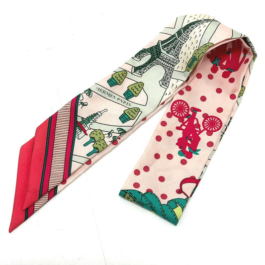 HERMES Twilly Silk Scarf for Women, Pink