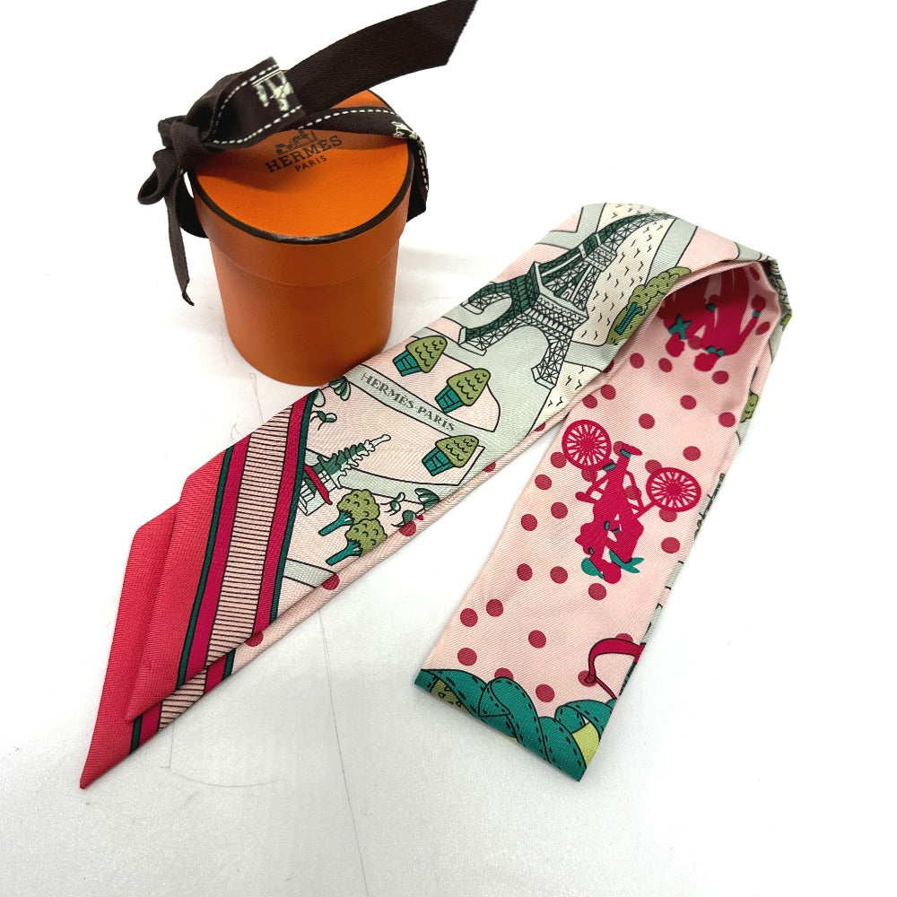 HERMES Twilly Silk Scarf for Women, Pink
