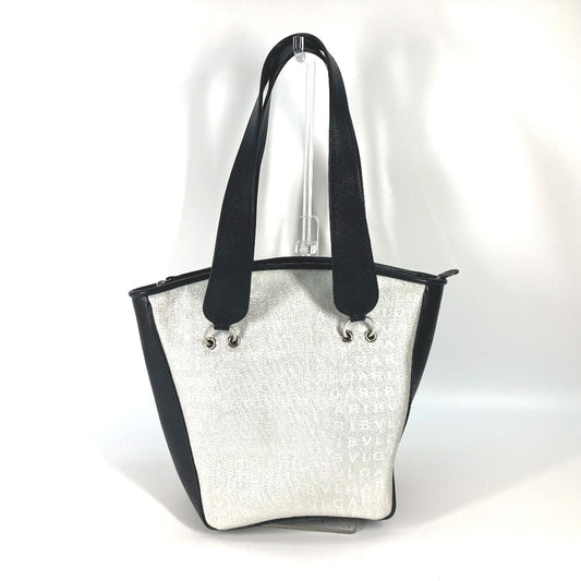 BVLGARI Logomania glitter two-tone tote bag, shoulder bag, canvas/leather, women's, white