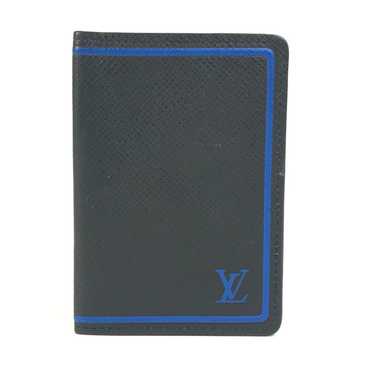LOUIS VUITTON M63329 Taiga Organizer de Poche Business Card Holder, Pass Case, Bifold Card Case, Taiga Leather, Unisex, Black