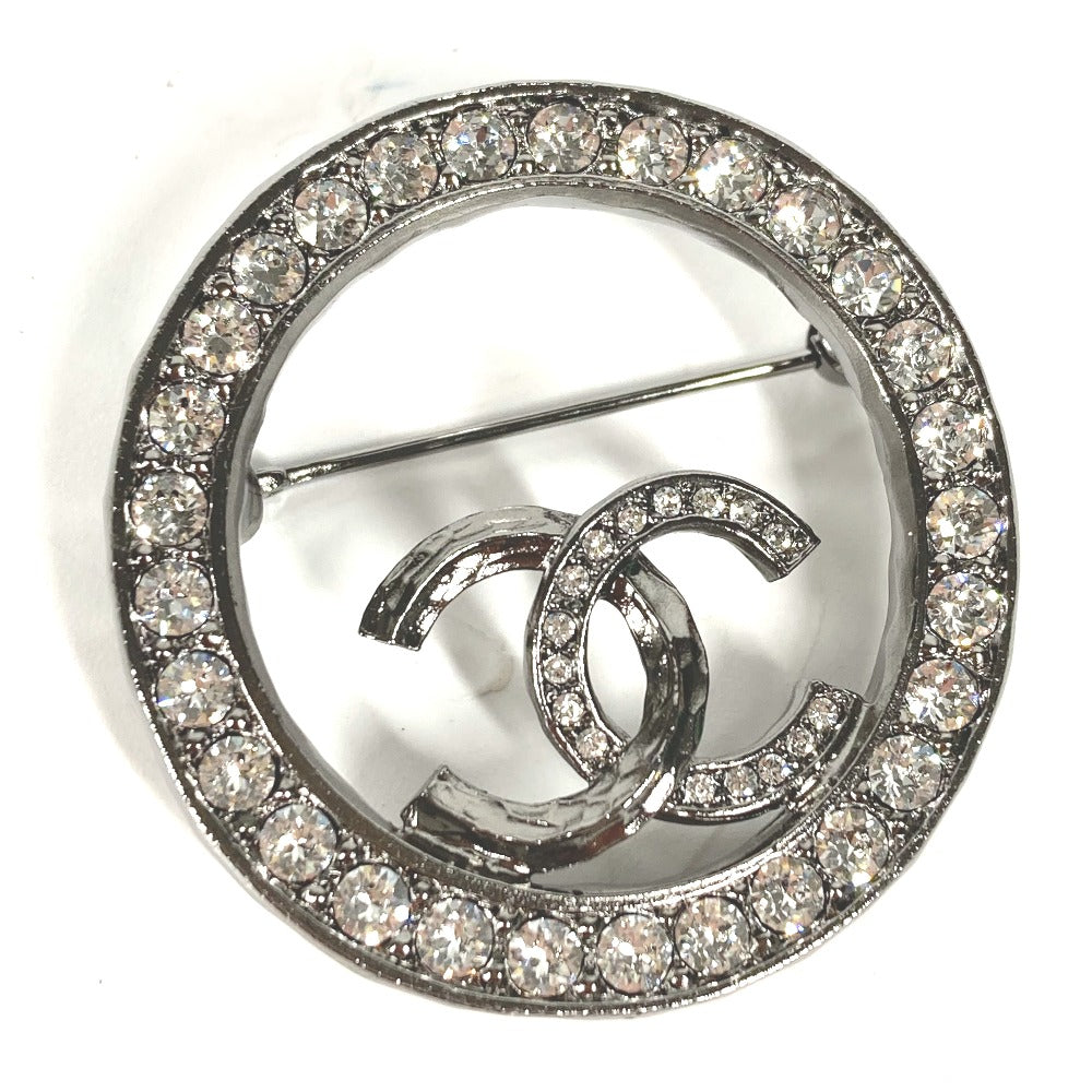 CHANEL キラキラブローチ CHANEL 21K CC Coco Mark Round Rhinestone Accessory Brooch Metal