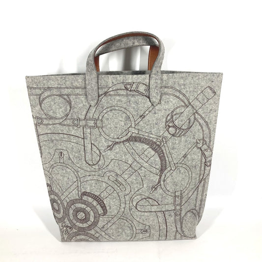 HERMES ショルダーバッグ 肩掛け カリミGM カバン ショルダーバッグ ポーチ付き トートバッグ フェルト レディース グレー