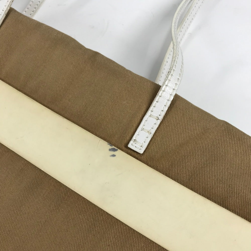 FENDI 8BH185 FFロゴ ビッグロゴ トートバッグ カバン 肩掛け ショルダーバッグ キャンバス レディース ベージュ