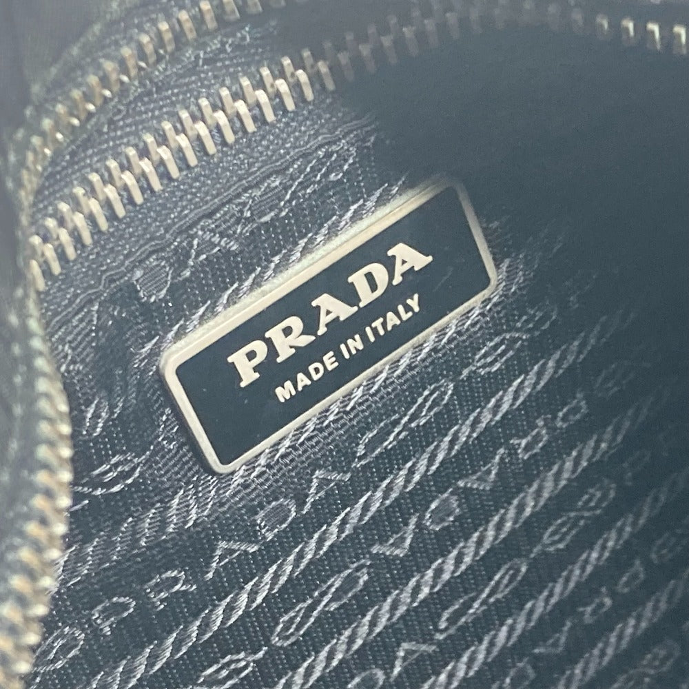 PRADA ロゴ 刺繍 カバン 斜め掛け ポシェット ショルダーバッグ ナイロン/レザー レディース ブラック - brandshop-reference