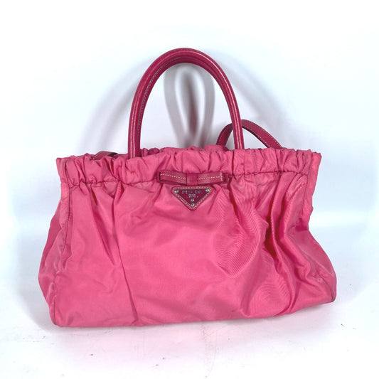 PRADA 肩掛け ショルダーバッグ カバン ロゴ リボン 2WAYバッグ ハンドバッグ ナイロン レディース ピンク - brandshop-reference