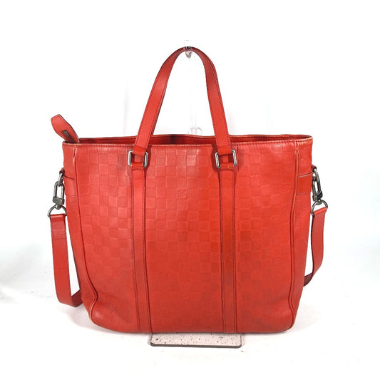 LOUIS VUITTON N41268 Damier Infini Tadao PM 2-Way Tote Bag, Vertical Shoulder Bag, Damier Infini Leather, Unisex, Fusion Orange