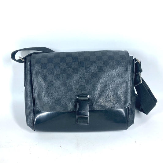 LOUIS VUITTON N41457 Damier Graphite Messenger PM Bag, Crossbody Flap Shoulder Bag, Damier Graphite Canvas, Men's, Black