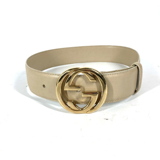 GUCCI 037/0394 GG Logo Pants Belt, Leather, Women's, Beige