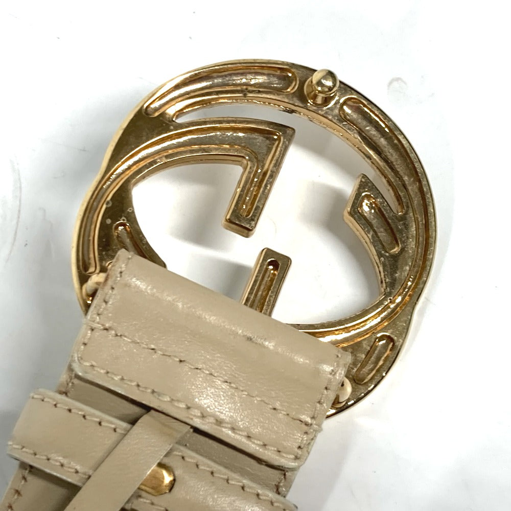 GUCCI 037/0394 GG Logo Pants Belt, Leather, Women's, Beige