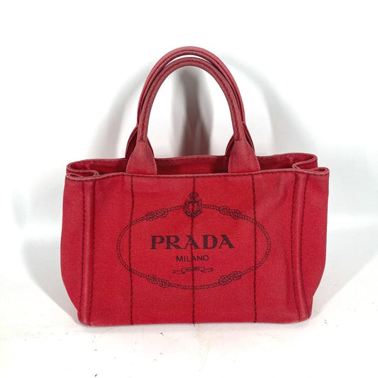PRADA ロゴ カナパ SS MINI ミニ カバン トートバッグ ハンドバッグ キャンバス レディース レッド - brandshop-reference
