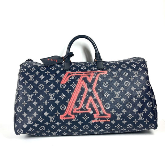 LOUIS VUITTON M43684 モノグラムインク アップサイドダウン キーポルバンドリエール50 ハンドバッグ カバン トラベルバッグ ボストンバッグ モノグラムキャンバス ユニセックス ネイビー