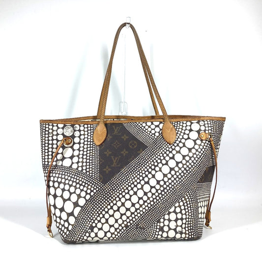 LOUIS VUITTON M40684 Monogram Pumpkin Dots Neverfull MM กระเป๋าถือ กระเป๋าสะพายข้าง Monogram Canvas สำหรับผู้หญิง สีขาว คอลเลกชันพิเศษกับ Yayoi Kusama