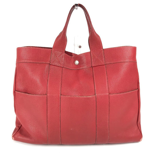 HERMES Foul Tote MM Tote Bag, All Leather, Handbag, Unisex, Red