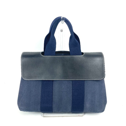 HERMES ヴァルパライソPM バルパライソ カバン トートバッグ フラップ ハンドバッグ レザー/キャンバス ユニセックス ネイビー - brandshop-reference