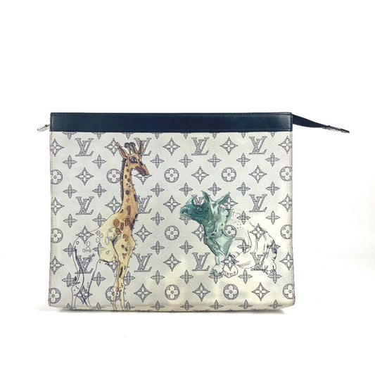LOUIS VUITTON M66649 モノグラムサバンナ チャップマンブラザーズ ポシェット・ヴォワヤージュ GM ポーチ カバン セカンドバッグ クラッチバッグ レザー ユニセックス ネイビー
