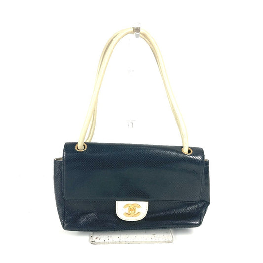 CHANEL バイカラー CC ココマーク パンチング カバン フラップ 肩掛け ショルダーバッグ レザー レディース ブラック - brandshop-reference
