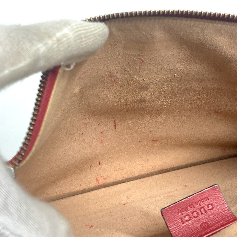 GUCCI 476077 BEE 蜂 ボーダー パール ラインストーン カバン ポーチ セカンドバッグ クラッチバッグ レザー ユニセックス レッド - brandshop-reference