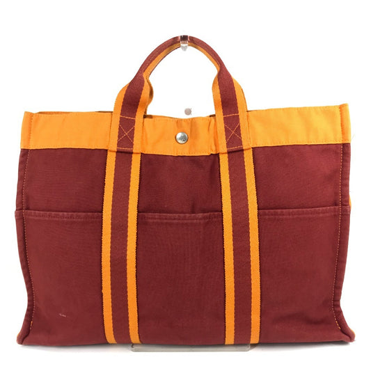 HERMES French Festival Hawaii 2002 Two-Tone Foule MM Foule MM Tote Bag/Handbag, Cotton, Women's, Orange