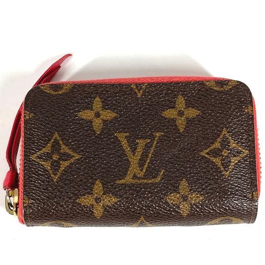Louis Vuitton M61540 Monogram Pemegang Kad Perniagaan Pelbagai Kad Koin Koin Koin Koin Kes Pusingan Kad Zipper Kes Monogram Kanvas Unisex Poppy Petal Brown