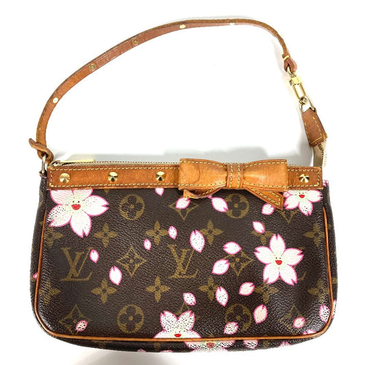 LOUIS VUITTON M92006 Monograma Flor de cerezo Takashi Murakami Pochette Accesorio Mini bolso Bolso bandolera Accesorio Bolsa Bolso Bolso Monograma Flor de cerezo Lona Mujer Marrón