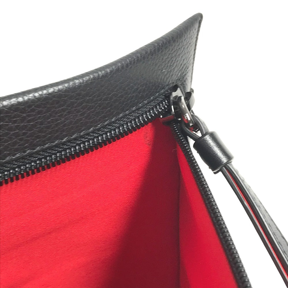 Christian Louboutin Bicolor Sole Logo Bag Pouch Clutch Bag Rubber Unisex Black