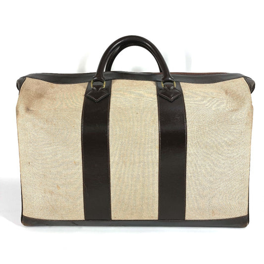 HERMES Vintage Travel Bag Boston Bag Leather/Canvas Unisex Beige