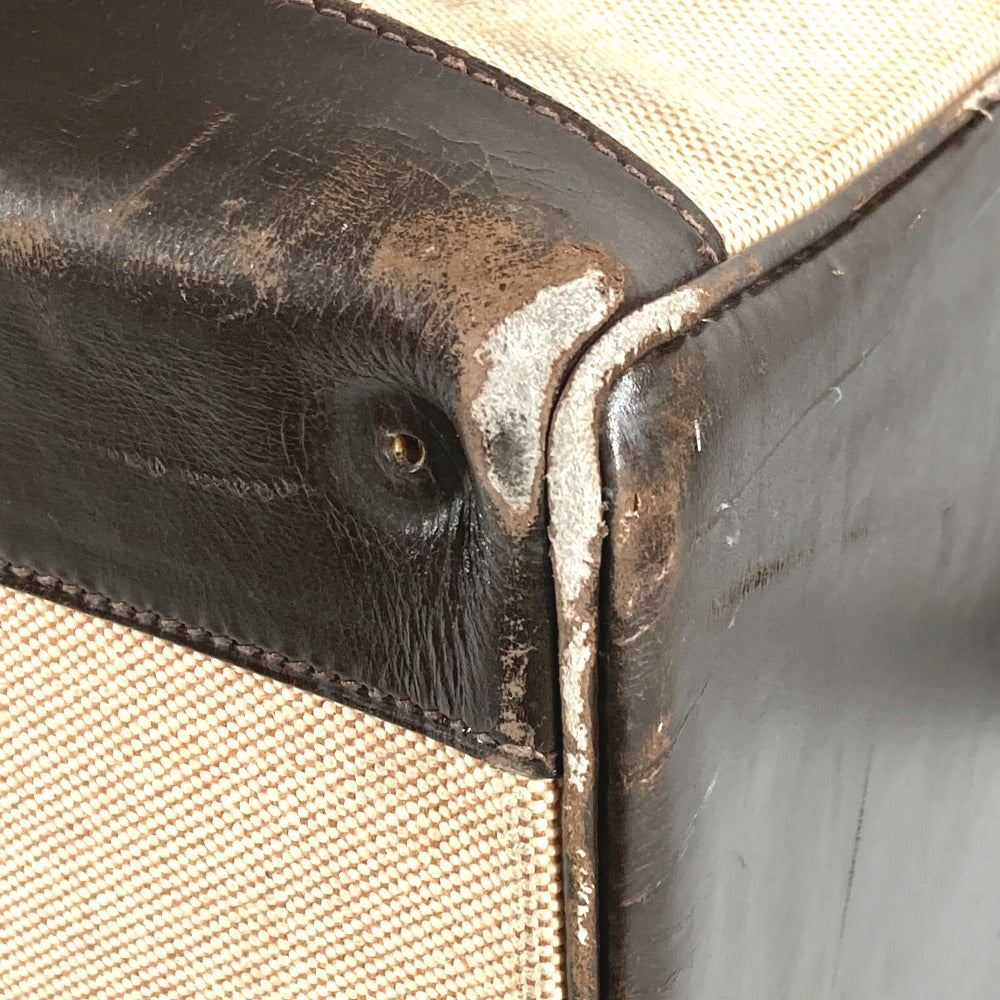 Hermes Vintage Bag Travel Bag Travel Bag Boston Bag Kulit/Canvas Unisex Beige