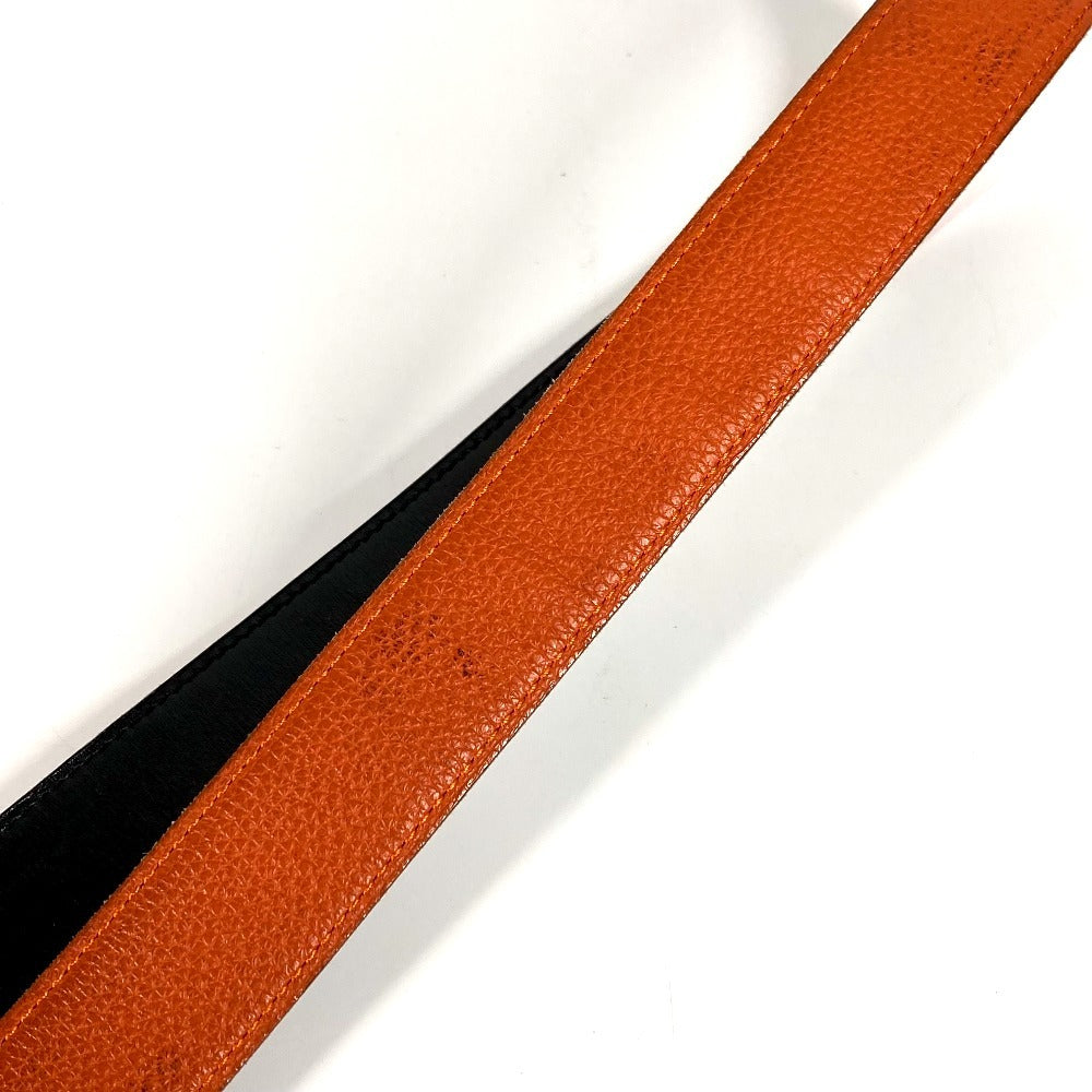 HERMES Double H Logo Buckle Belt for Bottoms, Leather, Unisex, Orange