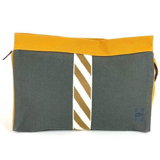 HERMES H logo Jimetu GM Jimetu GM bag, pouch, second bag, makeup pouch, multi-purpose pouch, clutch bag, cotton, unisex, gray