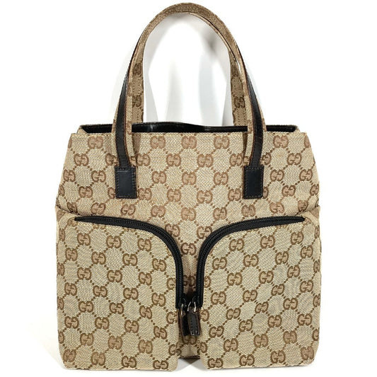 Gucci 002 ・ 1080 gg logo beg tote beg beg tangan gg kanvas/kulit unisex beige