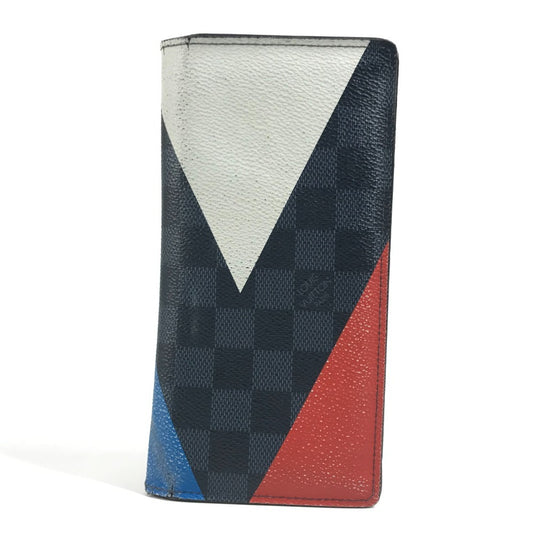 LOUIS VUITTON N41593 Damier Cobalt America's Cup 2017 Portefeuille Brazza Bifold Long Wallet in Damier Cobalt Canvas, Unisex, Navy