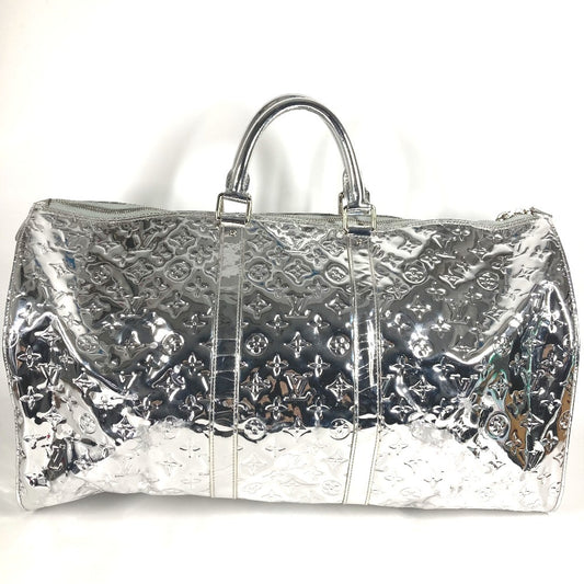 LOUIS VUITTON M95275 Monogram Miroir Keepall 55 Boston Bag, Travel Bag, Mirrored Boston Bag, Leather, Women's, Argent, Silver