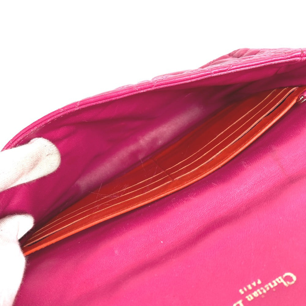 Dior 2WAYバッグ クラッチバッグ カナージュ ロゴ カバン 斜め掛け チェーンバッグ ショルダーバッグ レザー レディース ピンク