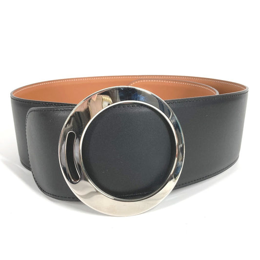 HERMES 太ベルト アクセサリー バックルベルト ベルト レザー レディース ブラック