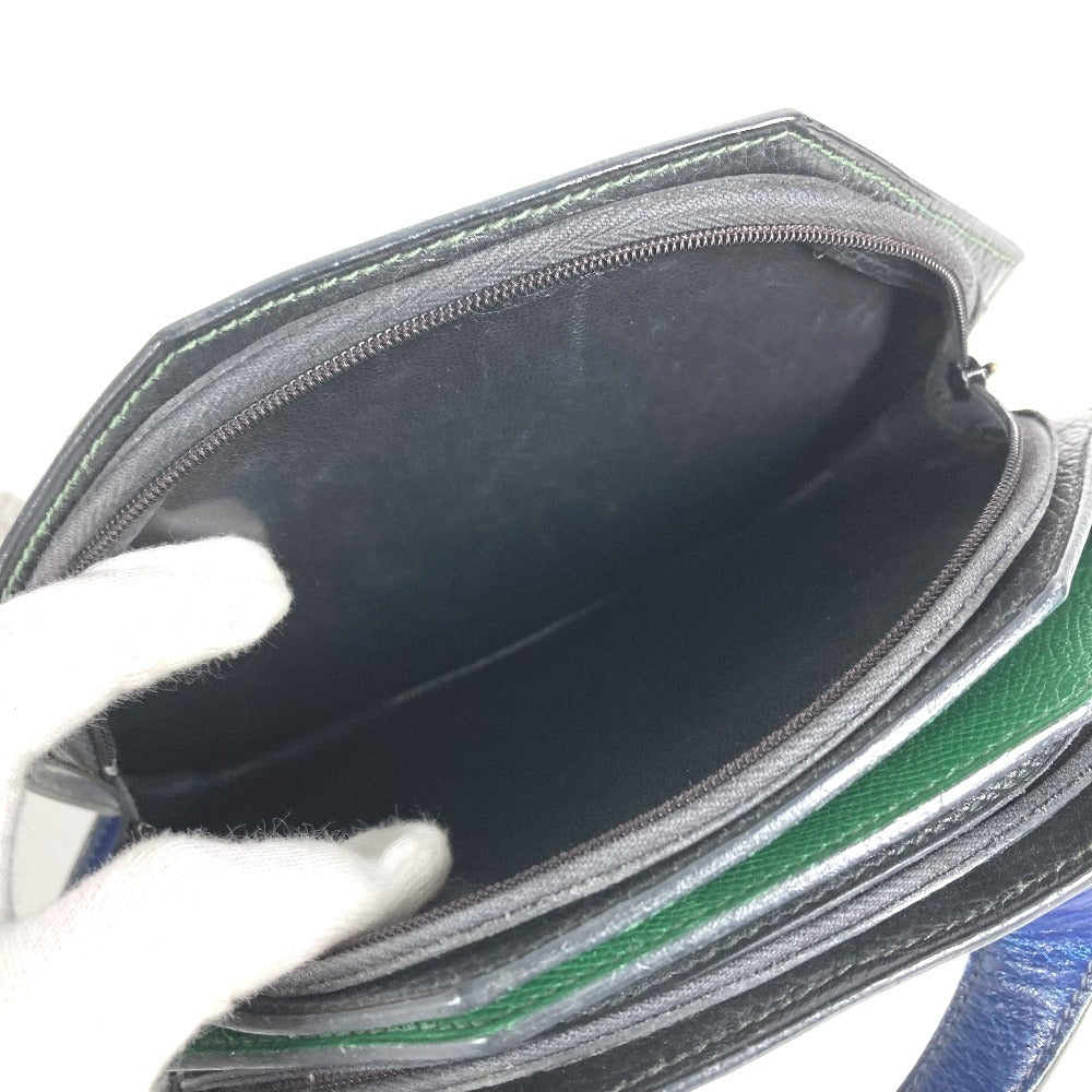 HERMES ヴィンテージ バンドネオン 2WAYバッグ ハンドバッグ クラッチバッグ 斜め掛け ポシェット バイカラー ショルダーバッグ レザー ユニセックス グリーン×ブルー