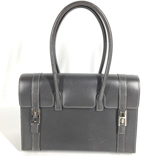 HERMES Drag 27 Tote Bag with H Hardware, Leather, Unisex, Gray