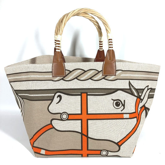 HERMES Steeple Large Tote Bag, Shoulder Bag, Leather, Women's, Beige
