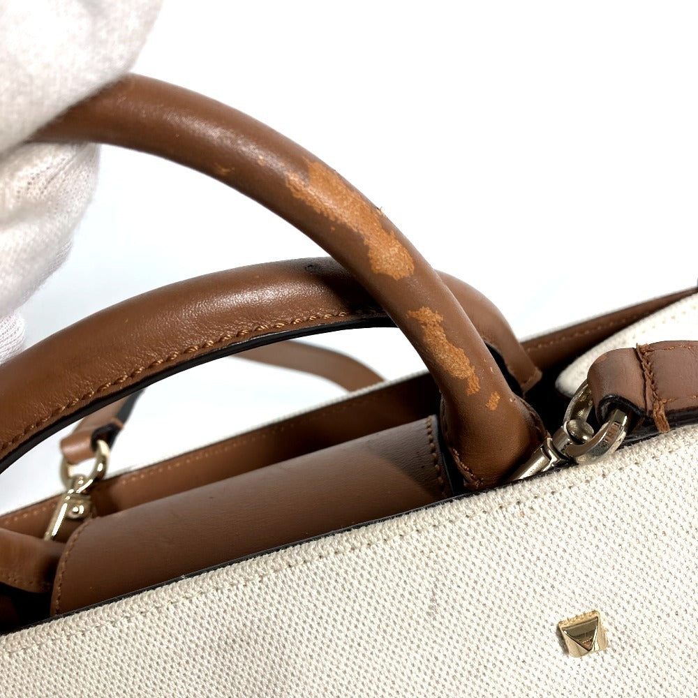JIMMY CHOO Logo Avenue S Bag, 2-Way Handbag, Tote Bag, Shoulder Bag, Leather/Canvas, Unisex, Beige