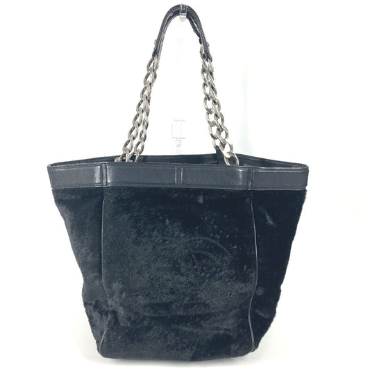 CHANEL CC Coco Mark Logo Tote Bag, Chain Bag, Shoulder Bag, Porcelain Leather, Women's, Black