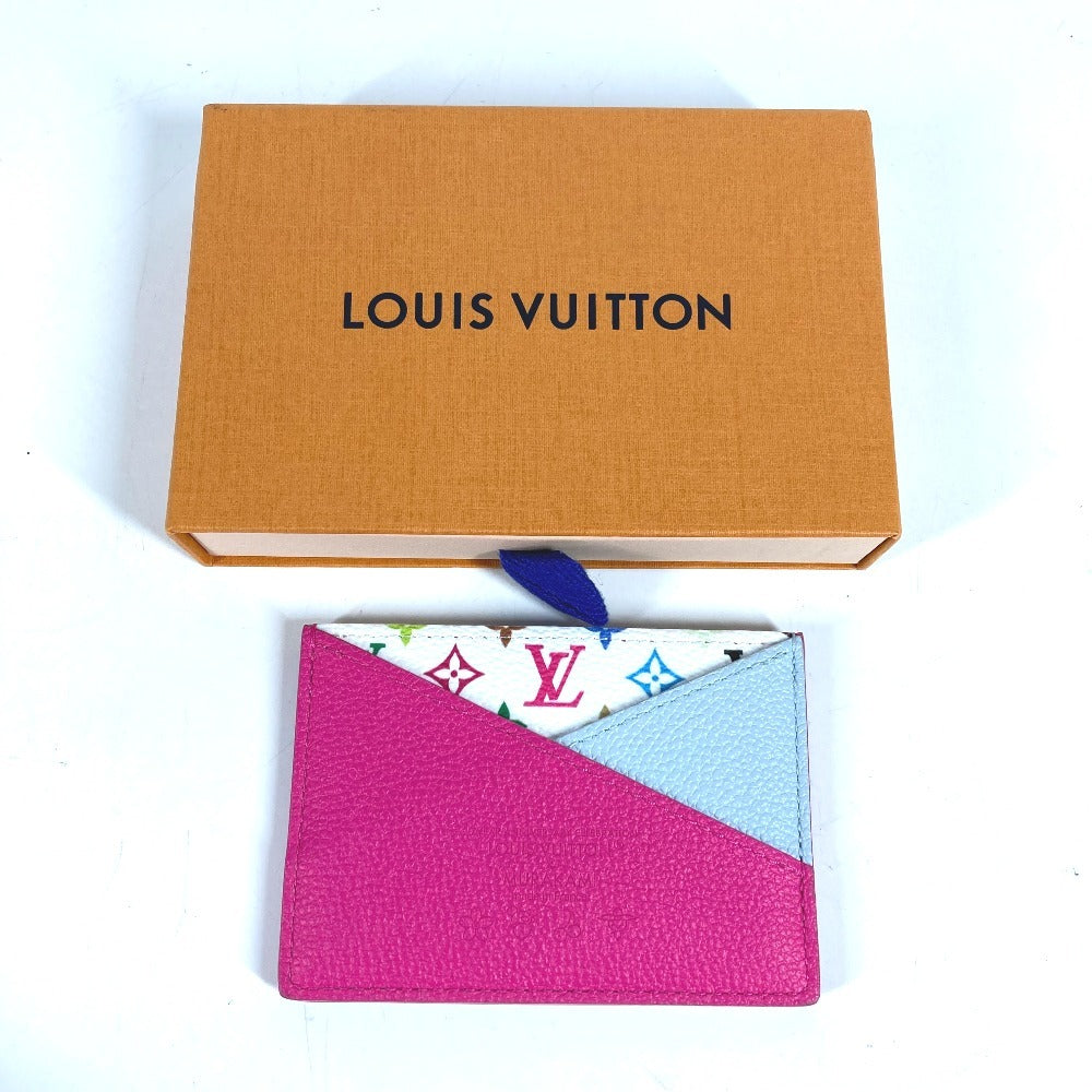 LOUIS VUITTON M14091 モノグラムマルチカラー LV×TM 村上隆 ポルト カルト クリスクロス パスケース 名刺入れ カードケース モノグラムマルチカラーキャンバス ユニセックス カワイイピン ホワイト
