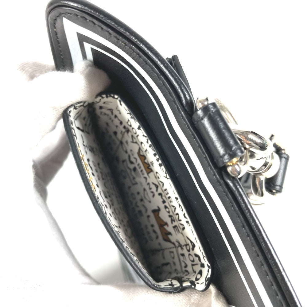 DOLCE&GABBANA ロゴ ストラップ付き マルチポーチ ポーチ レザー レディース ブラック