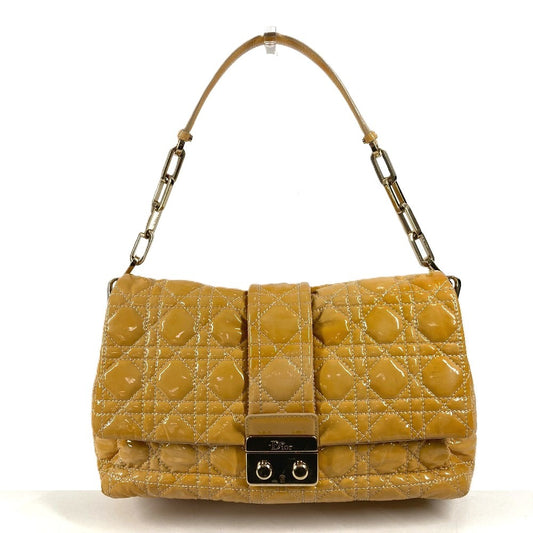 Dior カナージュ ロゴ チェーンバッグ カバン 肩掛け ハンドバッグ フラップ ショルダーバッグ エナメル レディース ベージュ系