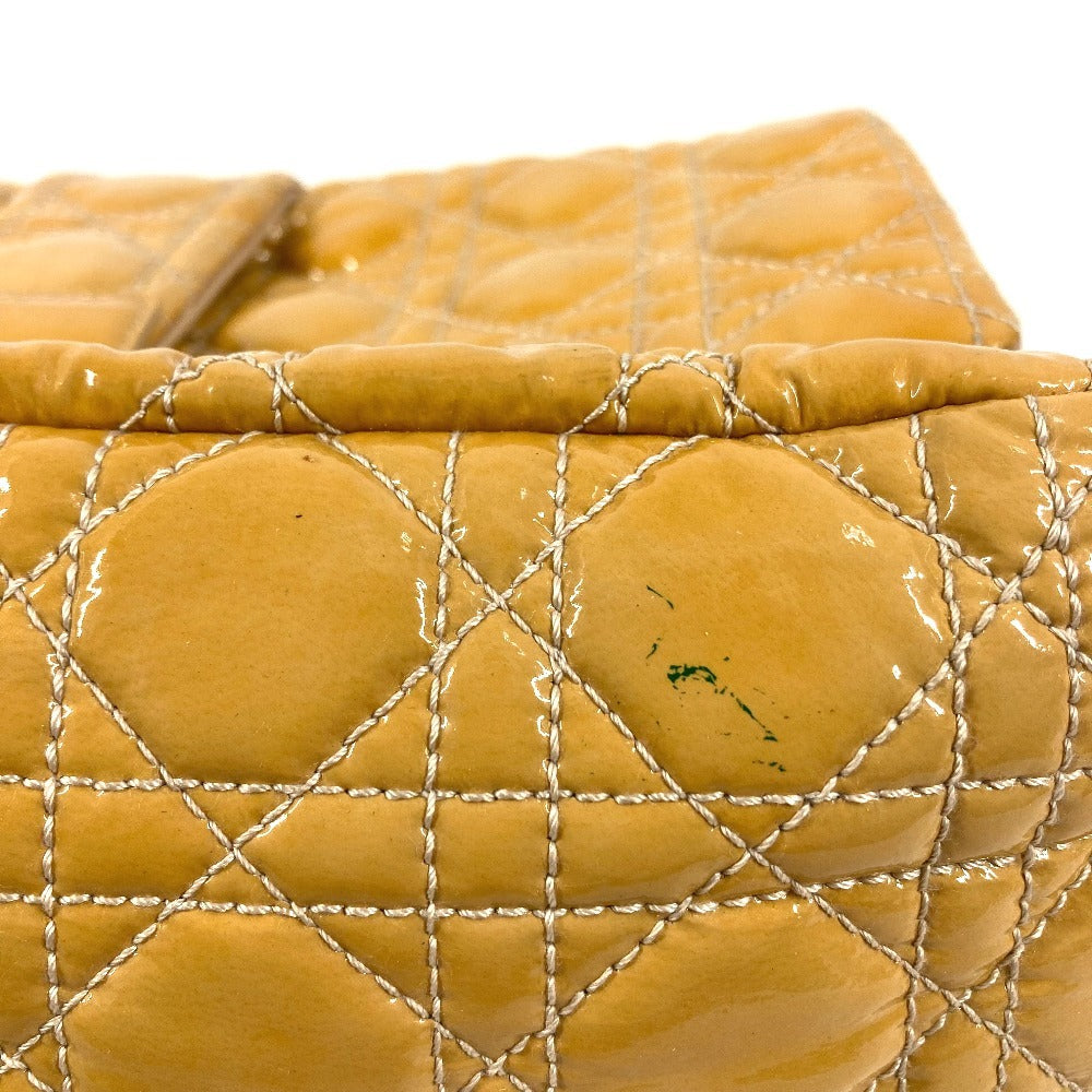 Dior カナージュ ロゴ チェーンバッグ カバン 肩掛け ハンドバッグ フラップ ショルダーバッグ エナメル レディース ベージュ系