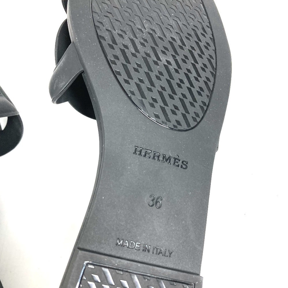HERMES シューズ 靴 アロハ ロゴ ビーチサンダル フラットサンダル ペタンコ サンダル ラバー レディース ブラック